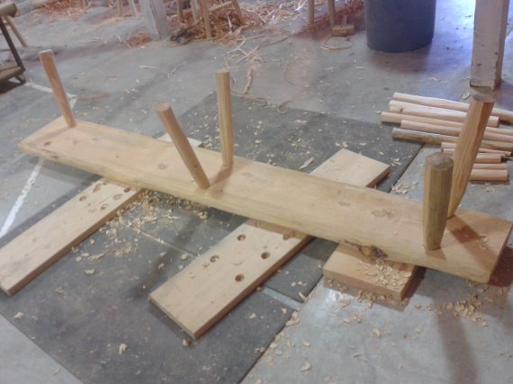 The woodworking class decided to build a bench during the last two days of training