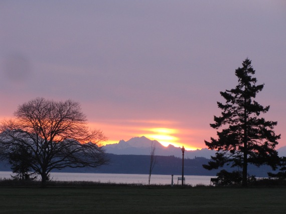 Sunrise over the sound from Fort Worden